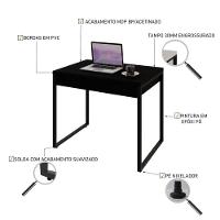 Mesa Kuadra Office 90x60x75cm C-02 Gavetas Preto ônix - Est.preta Preto ônix - Est.preta