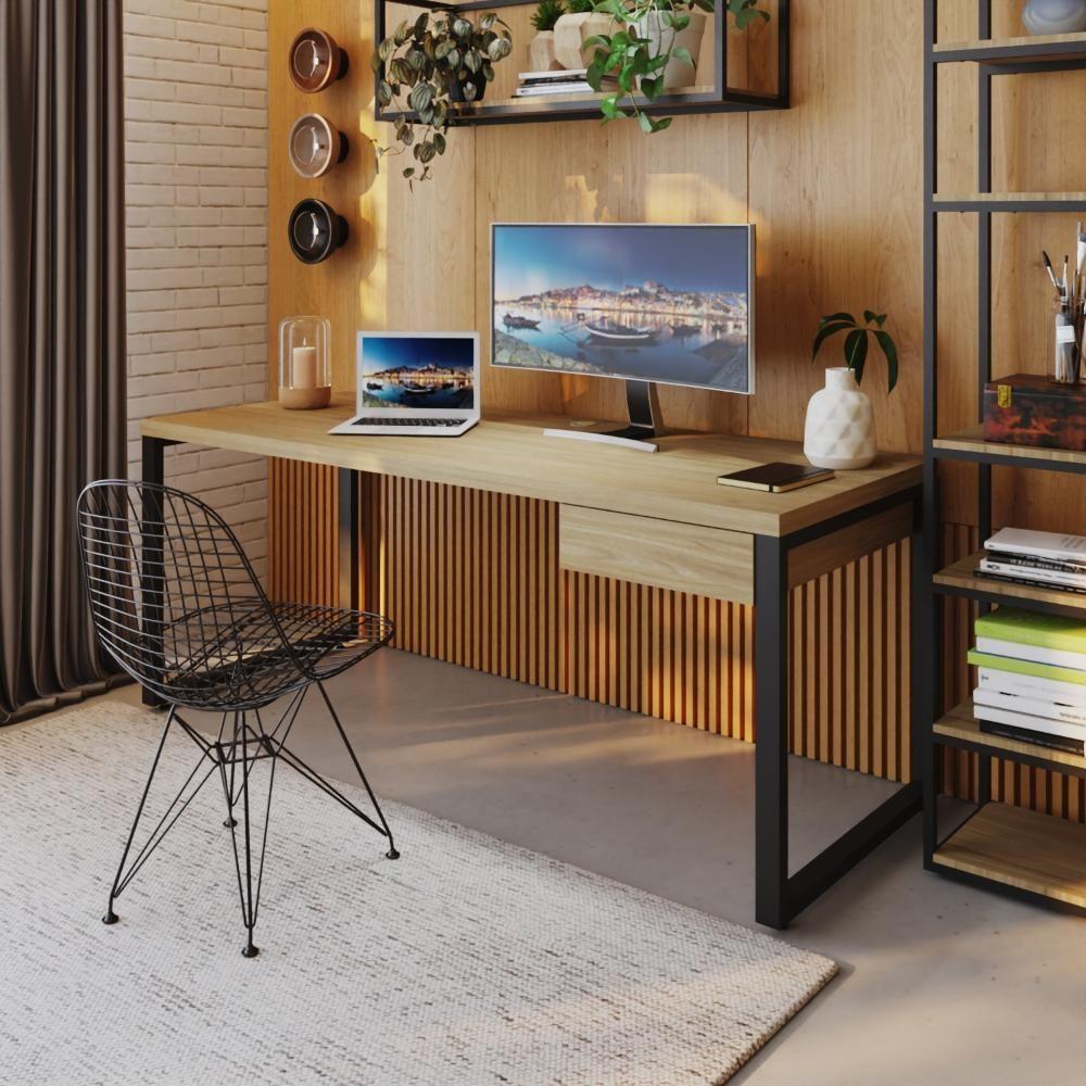 Mesa Presidente C-01 Gav. 190x70x75cm Yon Vermont Oak-est.preta Vermont Oak-est.preta - 2