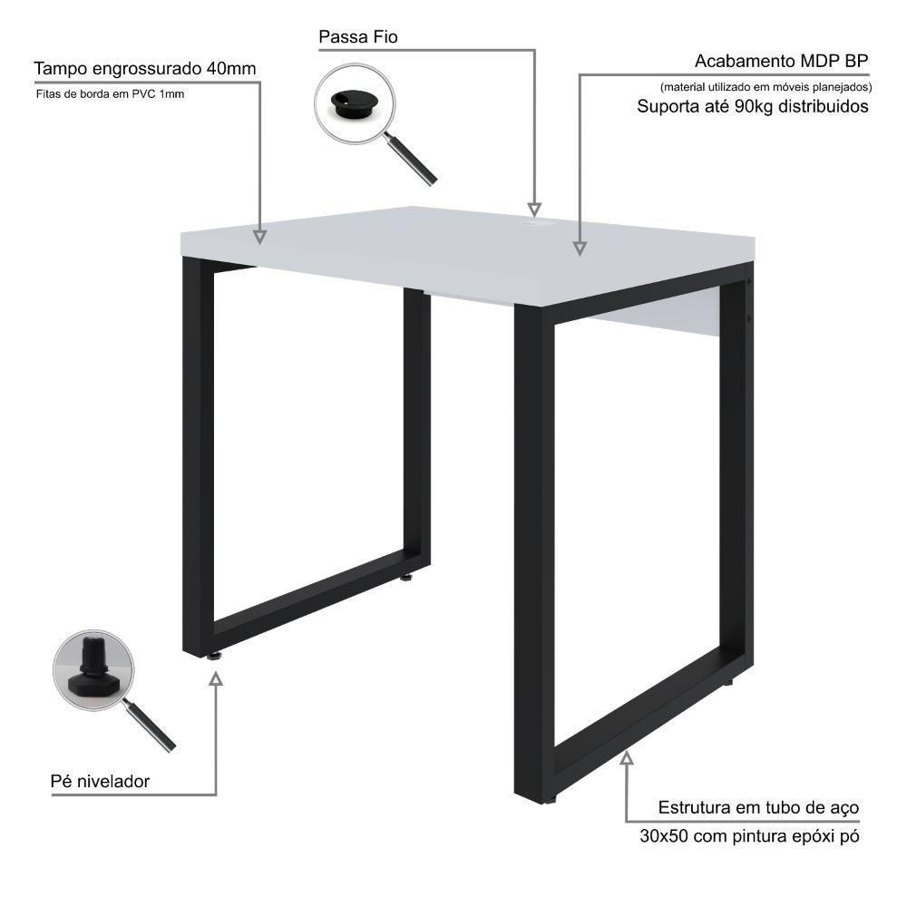 Mesa Operacional 80x60x75cm Yon Branco Tx-est.preta Branco Tx-est.preta - 3