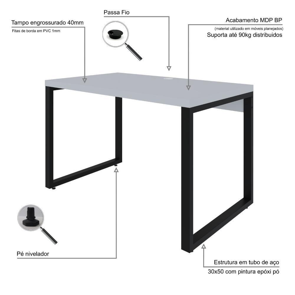 Mesa Operacional 120x70x75cm Yon Branco Tx-est.preta Branco Tx-est.preta - 6