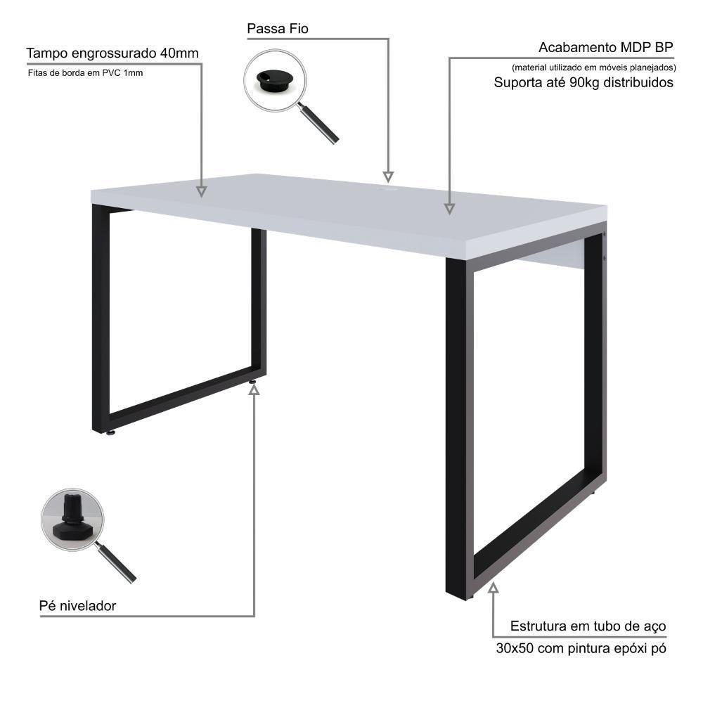 Mesa Operacional 135x70x75cm Yon Branco Tx-est.preta Branco Tx-est.preta - 3