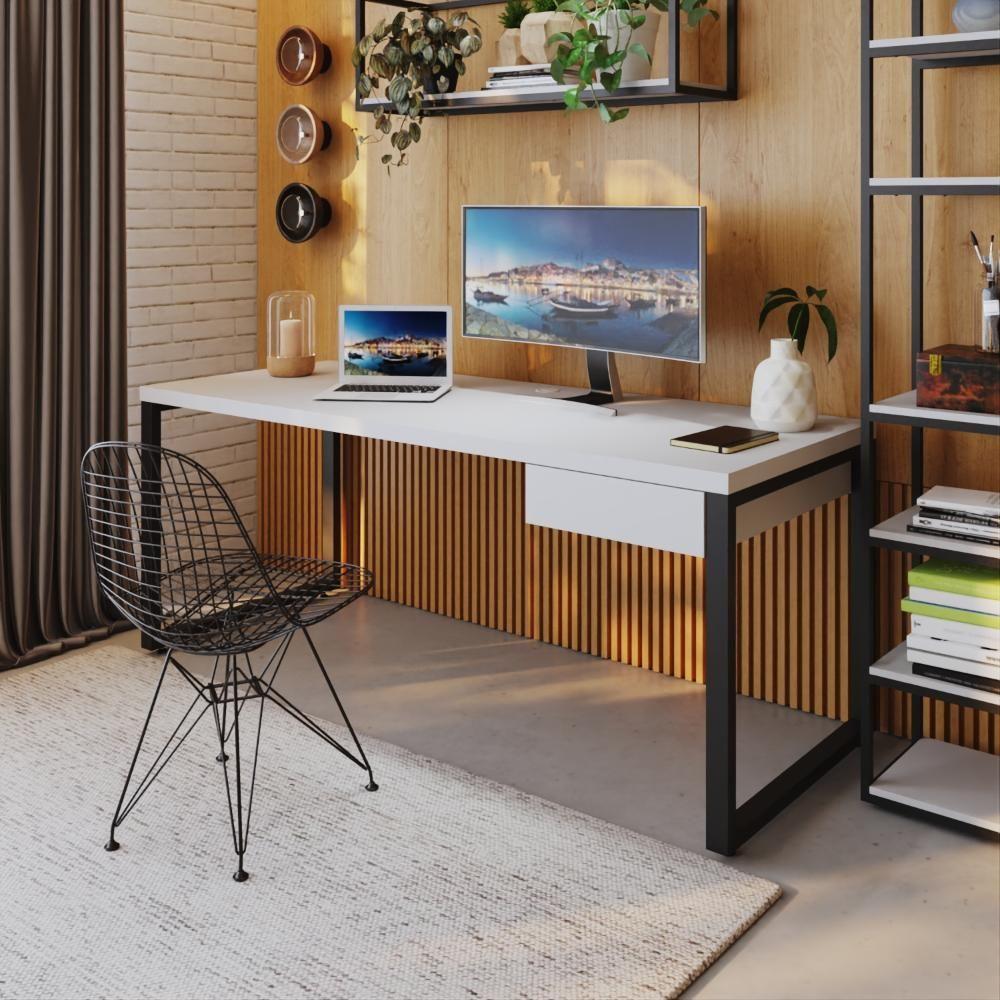 Mesa Presidente C-01 Gav. 190x70x75cm Yon Branco Tx-est.preta Branco Tx-est.preta - 2