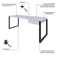 Mesa Presidente C-01 Gav. 190x70x75cm Yon Branco Tx-est.preta Branco Tx-est.preta - 3