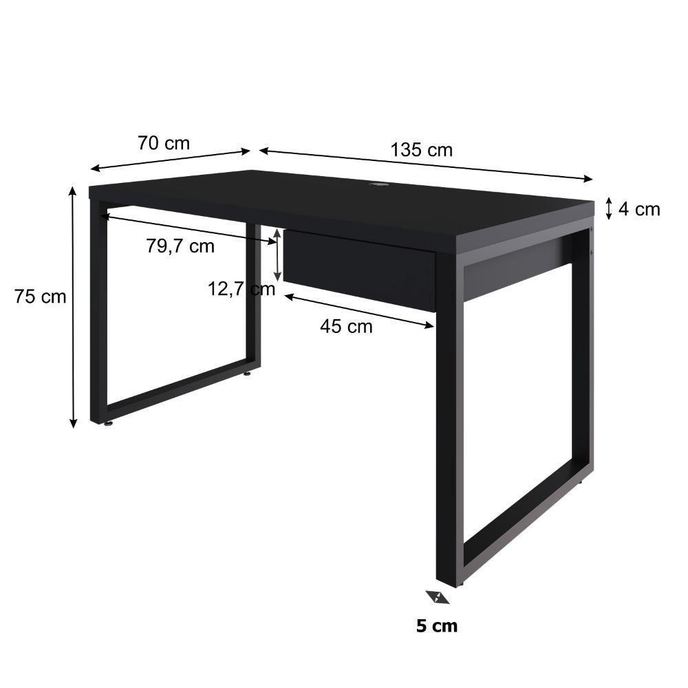 Mesa Operacional C-01gav. 135x70x75cm Yon Preto Tx-est.preta Preto Tx-est.preta - 7