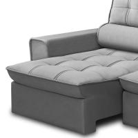 Sofá Retrátil Reclinável 3 Lugares 240Cm Blanches F05 Veludo Prata - 3