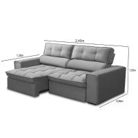 Sofá Retrátil Reclinável 3 Lugares 240Cm Blanches F05 Veludo Prata - 5