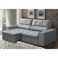 Sofá Retrátil Reclinável 3 Lugares 240Cm Blanches F05 Veludo Prata - 7