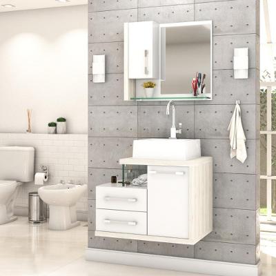 Gabinete Para Banheiro C-cuba Q355 E Espelheira Legno 650 Branco Chess C-snow