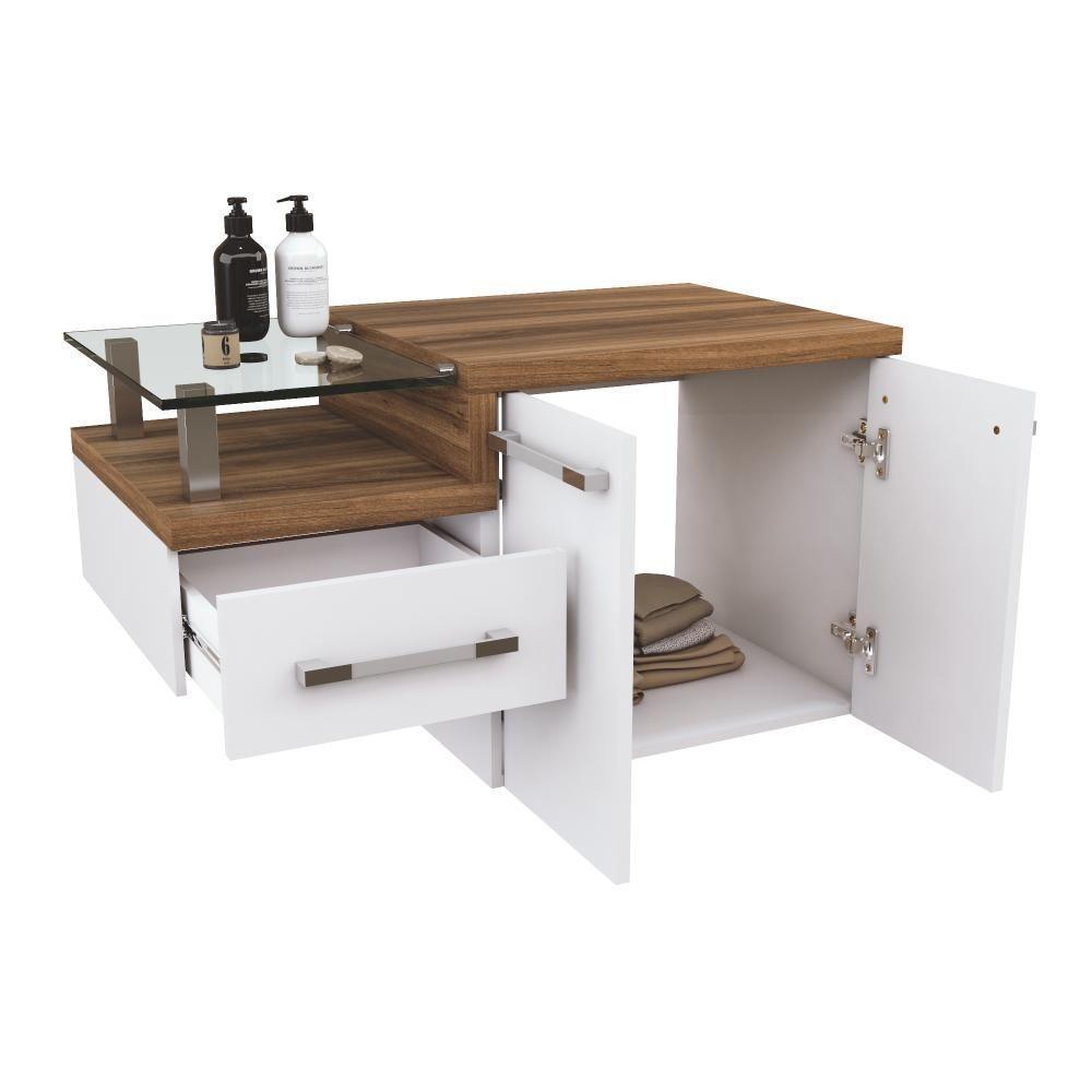 Gabinete Para Banheiro Com Espelheira Legno 830 Sem Cuba Branco Chess C-nogal - 5