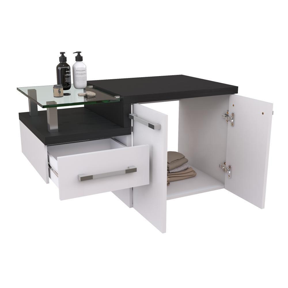 Gabinete Para Banheiro Com Espelheira Legno 830 Sem Cuba Branco Chess C-preto ônix - 5