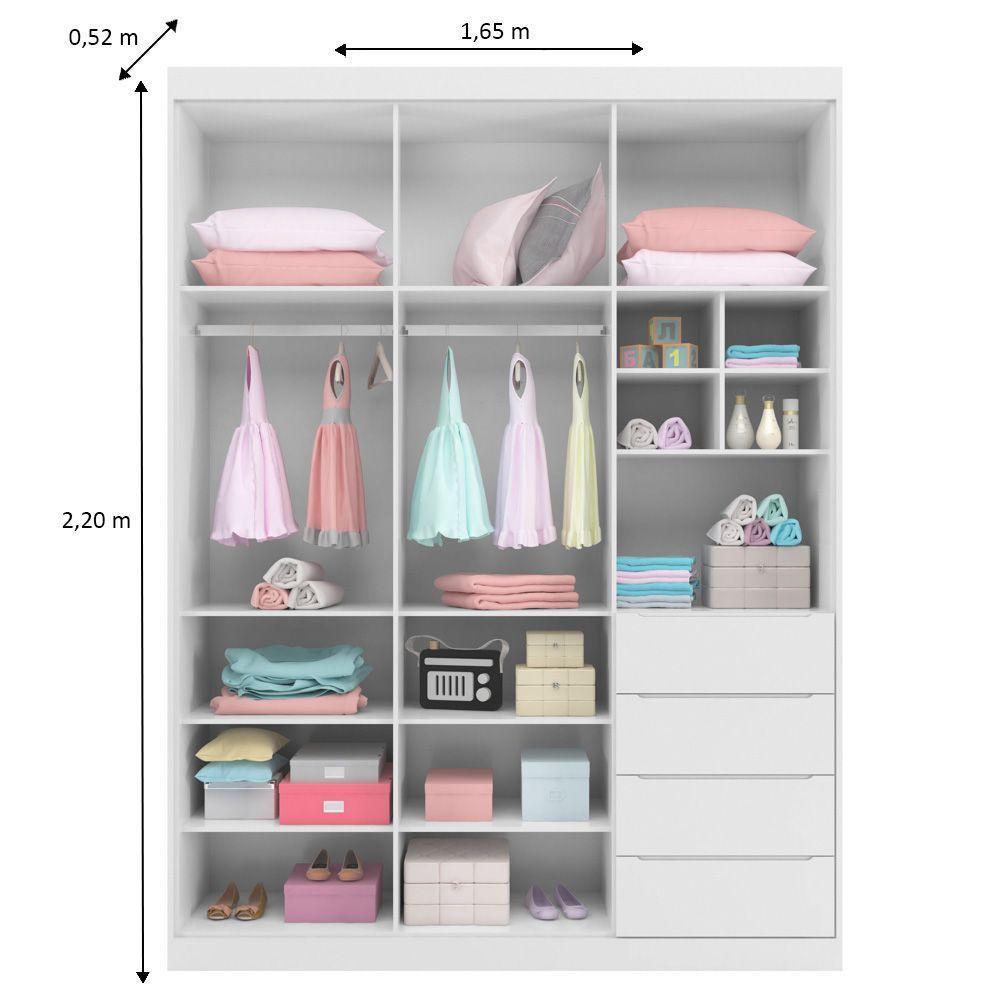 Guarda Roupa Infantil 3 Portas 4 Gavetas Lua P04 Branco - Mpozenato - 3