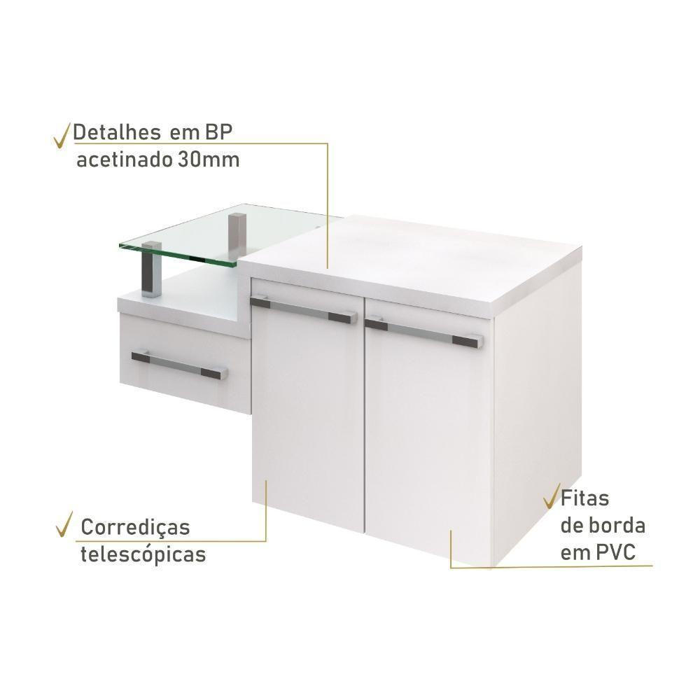 Gabinete Para Banheiro Com Espelheira Legno 830 Sem Cuba Branco Chess C-branco Chess - 3