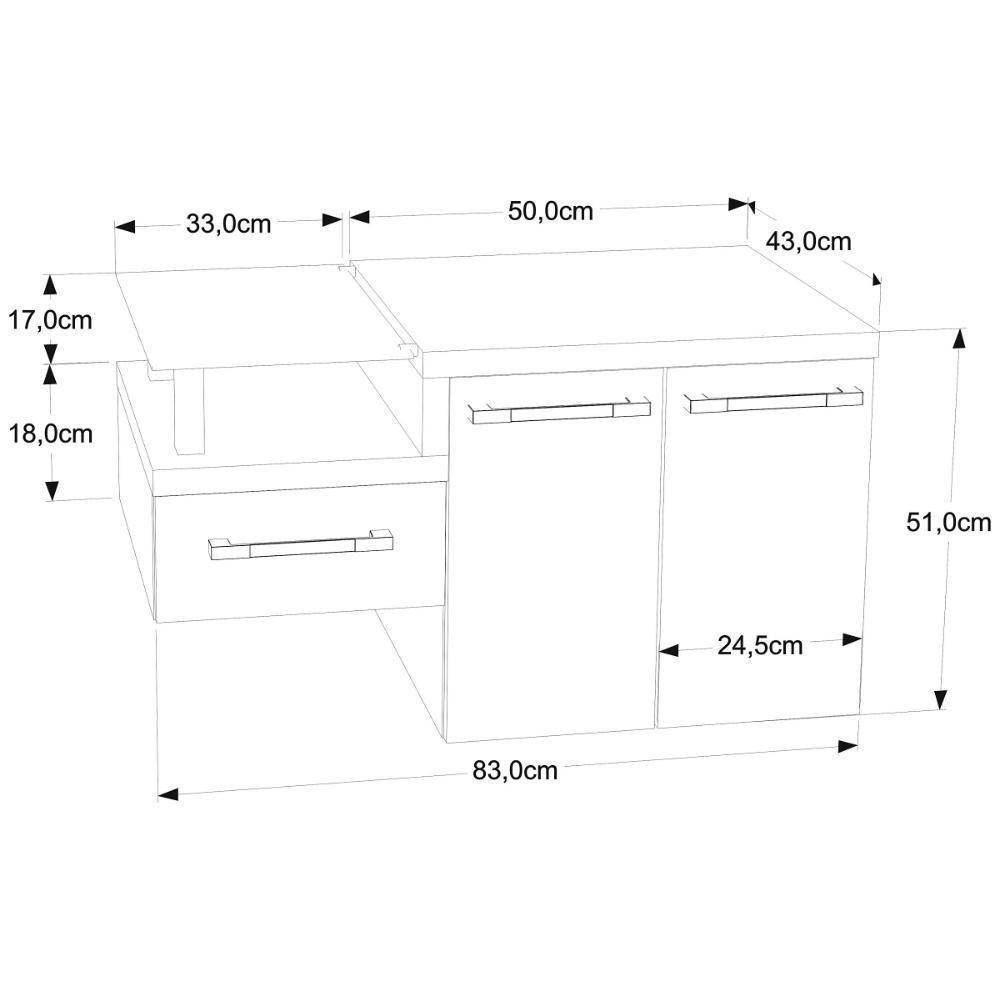 Gabinete Para Banheiro Com Espelheira Legno 830 Sem Cuba Branco Chess C-carvalho Dark - 2