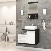 Gabinete Para Banheiro C-cuba Q355 E Espelheira Legno 651 Branco Chess C-preto ônix - 1