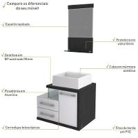 Gabinete Para Banheiro C-cuba Q355 E Espelheira Legno 651 Branco Chess C-preto ônix - 5