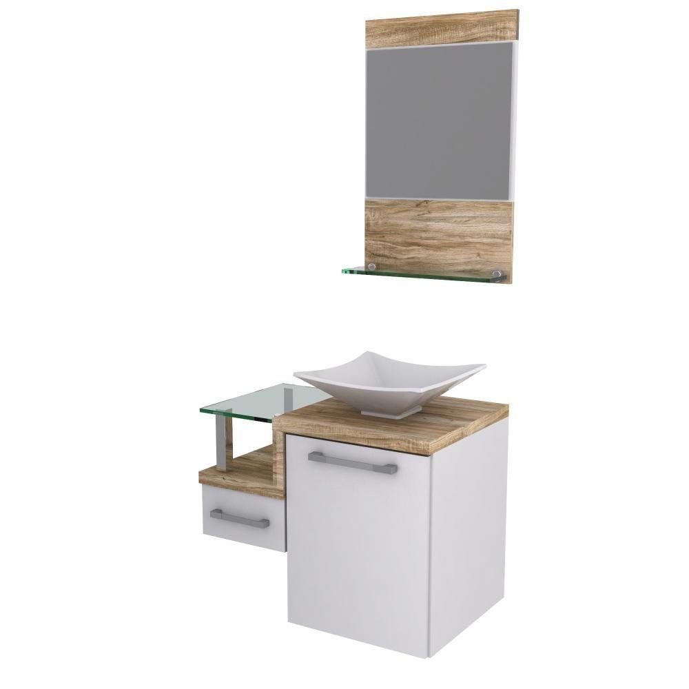 Gabinete Para Banheiro C-cuba L34 E Espelheira Legno 631 Branco Chess C-carvalho - 3