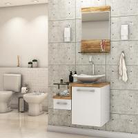 Gabinete Para Banheiro C-cuba L34 E Espelheira Legno 631 Branco Chess C-carvalho - 1