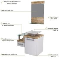 Gabinete Para Banheiro C-cuba L34 E Espelheira Legno 631 Branco Chess C-carvalho - 5