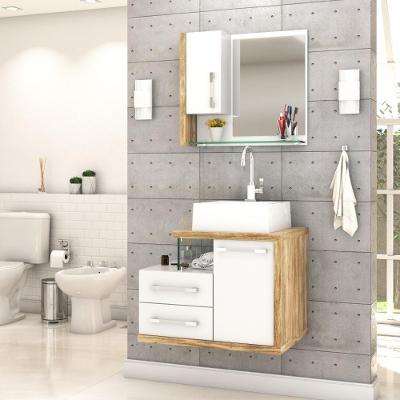 Gabinete Para Banheiro C-cuba Q355 E Espelheira Legno 650 Branco Chess C-carvalho