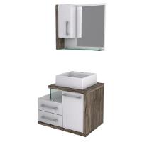 Gabinete Para Banheiro C-cuba Q355 E Espelheira Legno 650 Branco Chess C-carvalho Dark - 3