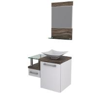 Gabinete Para Banheiro C-cuba L34 E Espelheira Legno 631 Branco Chess C-carvalho Dark - 3