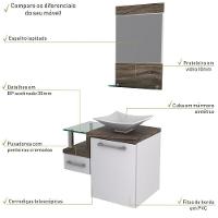 Gabinete Para Banheiro C-cuba L34 E Espelheira Legno 631 Branco Chess C-carvalho Dark - 5