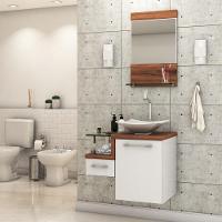 Gabinete Para Banheiro C-cuba L34 E Espelheira Legno 631 Branco Chess C-nogal - 1