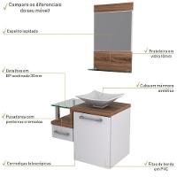 Gabinete Para Banheiro C-cuba L34 E Espelheira Legno 631 Branco Chess C-nogal - 5