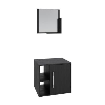 Conjunto Balcão E Espelheira Soft 500 Perffect Acetinado Preto ônix