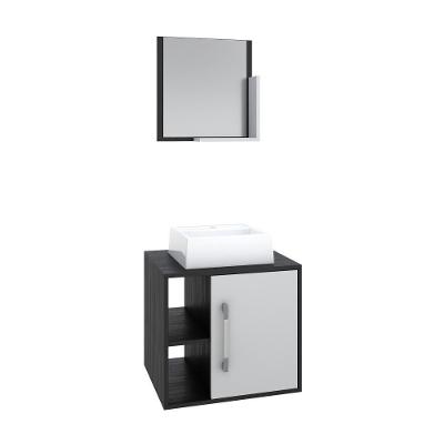 Conjunto Balcão C-cuba Q32 E Espelheira Soft 500 Preto ônix Preto ônix C-branco Chess