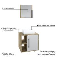 Conjunto Balcão C-cuba Q32 E Espelheira Soft 500 Carvalho Carvalho C-branco Chess