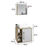 Conjunto Balcão C-cuba Q32 E Espelheira Soft 500 Carvalho Carvalho C-branco Chess - 6