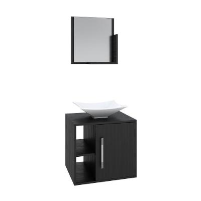 Conjunto Balcão C-cuba L38 E Espelheira Soft 500 Branco Chess C-snow Preto ônix