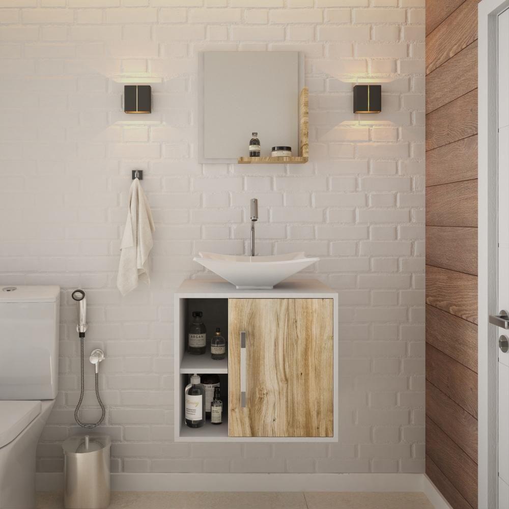 Conjunto Balcão C-cuba L38 E Espelheira Soft 500 Branco Chess Branco Chess C-carvalho - 3