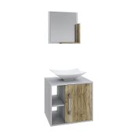 Conjunto Balcão C-cuba L38 E Espelheira Soft 500 Branco Chess Branco Chess C-carvalho - 1