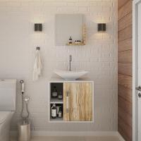 Conjunto Balcão C-cuba L38 E Espelheira Soft 500 Branco Chess Branco Chess C-carvalho - 3