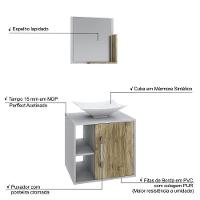 Conjunto Balcão C-cuba L38 E Espelheira Soft 500 Branco Chess Branco Chess C-carvalho