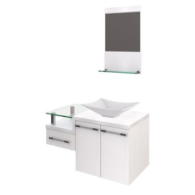 Conjunto Balcão C-cuba L38 E Espelheira Legno 831 Perffect Acetinado Branco Chess C-branco Chess