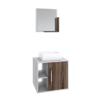 Conjunto Balcão C-cuba Q32 E Espelheira Soft 500 Branco Chess C-carvalho Dark Branco Chess C-nogal