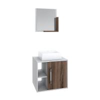 Conjunto Balcão C-cuba Q32 E Espelheira Soft 500 Branco Chess C-carvalho Dark Branco Chess C-nogal - 1