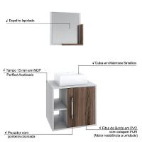 Conjunto Balcão C-cuba Q32 E Espelheira Soft 500 Branco Chess C-carvalho Dark Branco Chess C-nogal