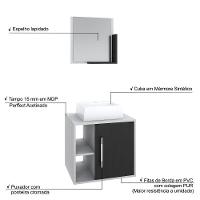 Conjunto Balcão C-cuba Q32 E Espelheira Soft 500 Branco Chess C-nogal Branco Chess C-preto ônix