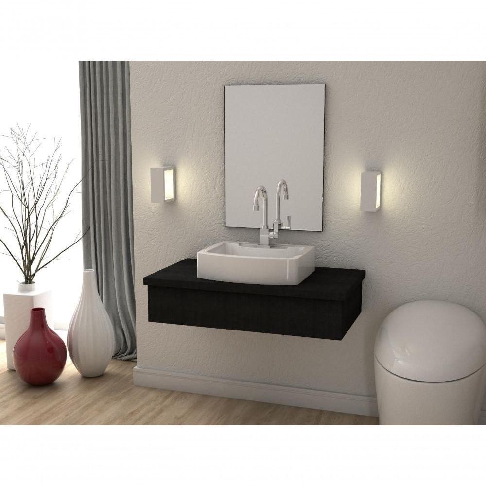 Conjunto Bancada C-cuba Aria 41 E Espelheira Metrópole 801 Nogal Preto ônix - 3