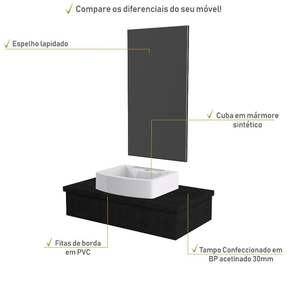 Conjunto Bancada C-cuba Aria 41 E Espelheira Metrópole 801 Nogal Preto ônix - 4