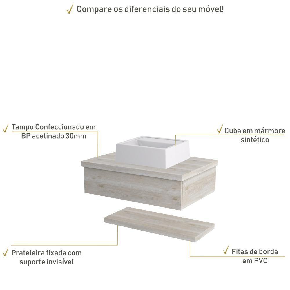 Conjunto Bancada C-cuba Q32 E Prateleira Metrópole 605 Preto ônix Snow - 4