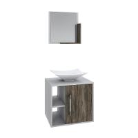 Conjunto Balcão C-cuba L38 E Espelheira Soft 500 Branco Chess C-carvalho Branco Chess C-carvalho Dark - 1