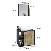 Conjunto Balcão C-cuba Q32 E Espelheira Soft 500 Preto ônix C-branco Chess Preto ônix C-carvalho - 6