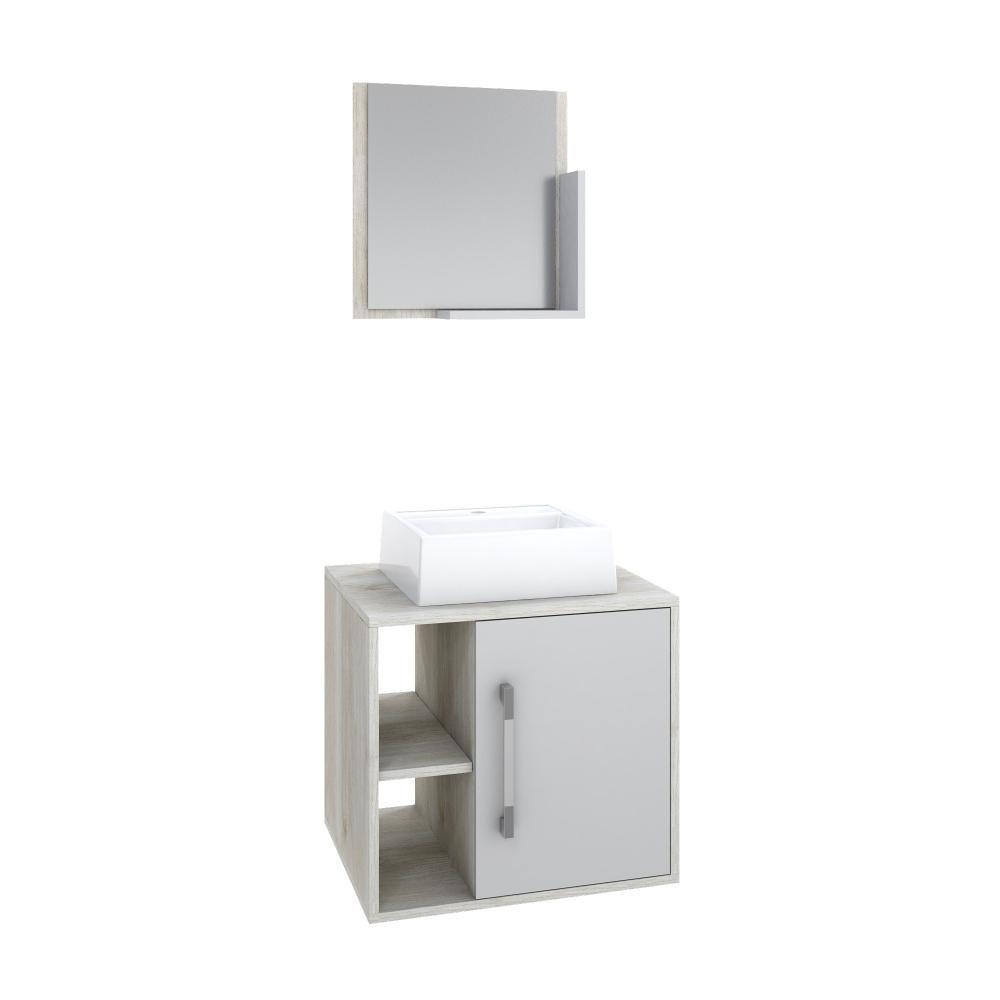 Conjunto Balcão C-cuba Q32 E Espelheira Soft 500 Snow Snow C-branco Chess - 1