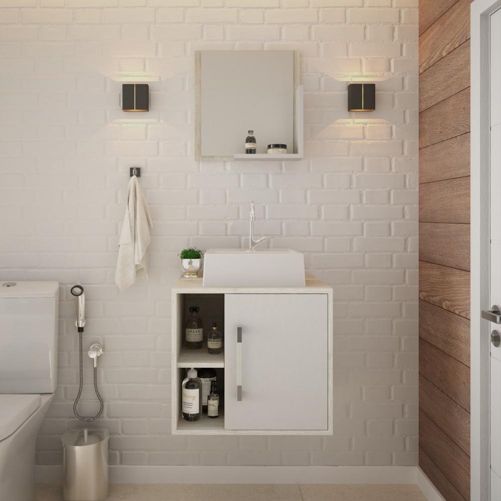 Conjunto Balcão C-cuba Q32 E Espelheira Soft 500 Snow Snow C-branco Chess - 2