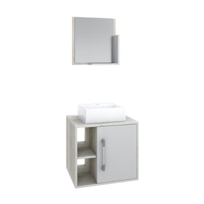 Conjunto Balcão C-cuba Q32 E Espelheira Soft 500 Snow Snow C-branco Chess